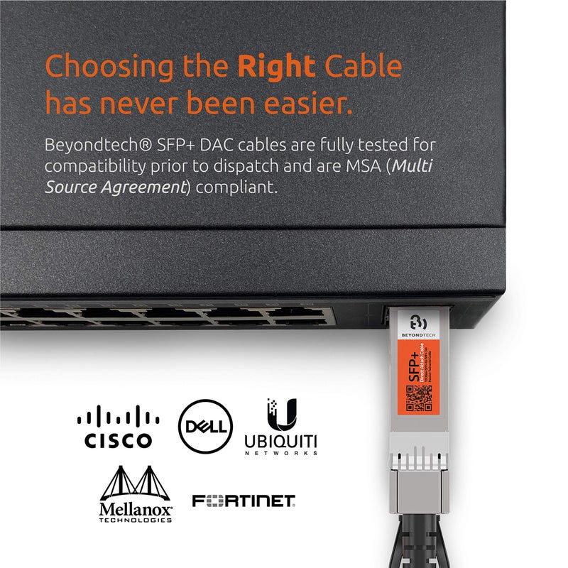 BEYONDTECH 10G SFP+ Direct Attach Cable â€“ 30 AWG Twinax LSZH 10Gb Ethernet Switch Network DAC Cables â€“ SFP+ DAC Cable PureGigabit Series â€“ 1m (3.3ft) - Image 2